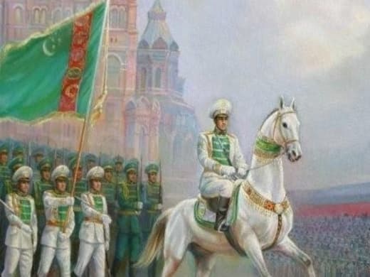 Woven portrait of an Akhal-Teke horse