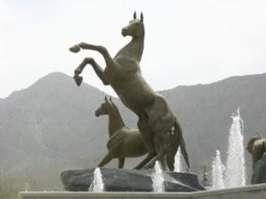 Statue of an Akhal-Teke horse