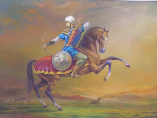 Painting of an Akhal-Teke horse