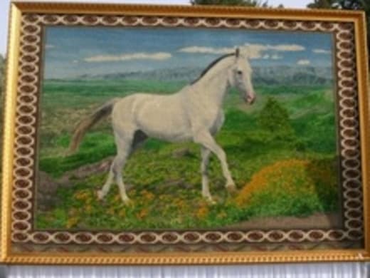 Painting of an Akhal-Teke horse