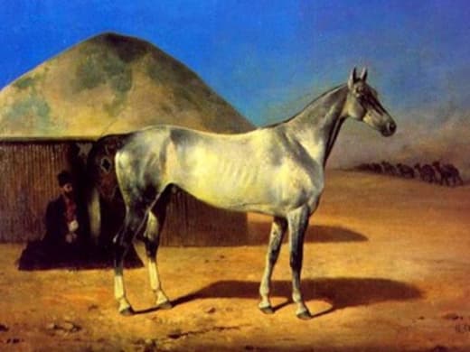Painting of an Akhal-Teke horse