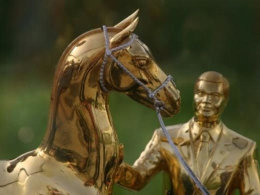 Statue of an Akhal-Teke horse