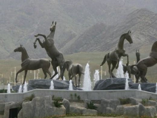 Statue of an Akhal-Teke horse