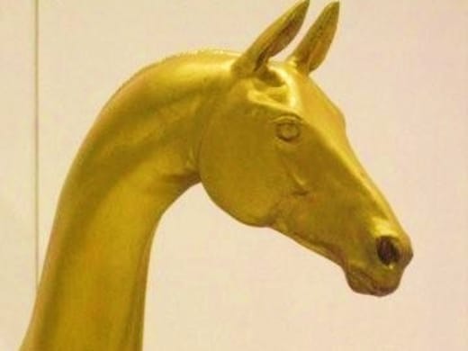 Statue of an Akhal-Teke horse