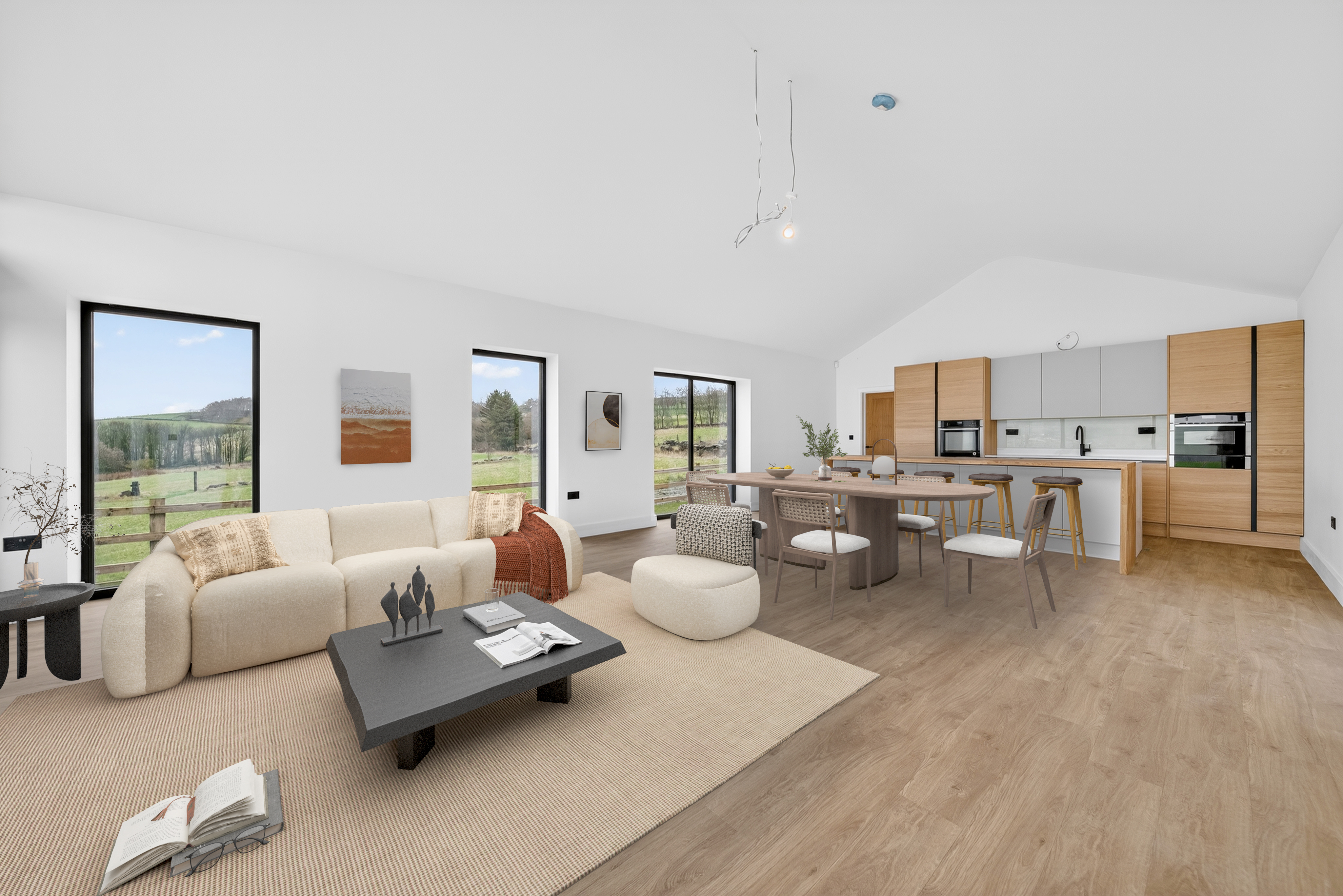Furnished living room after virtual staging