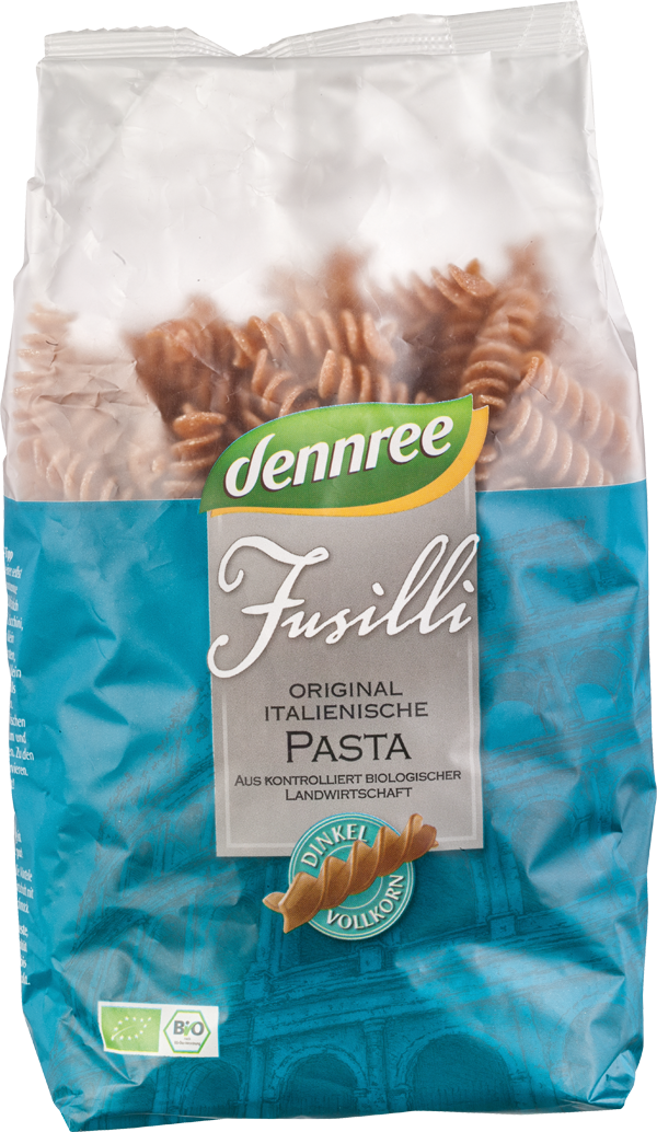 Dennree Dinkel-Vollkorn-Fusilli 500g Packung