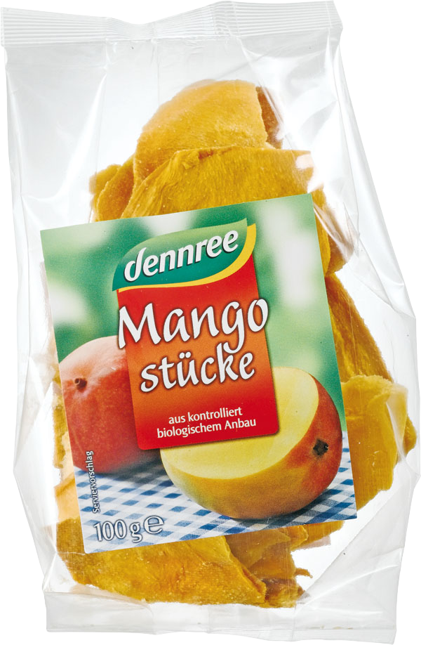 Dennree Mangostücke 100g Packung