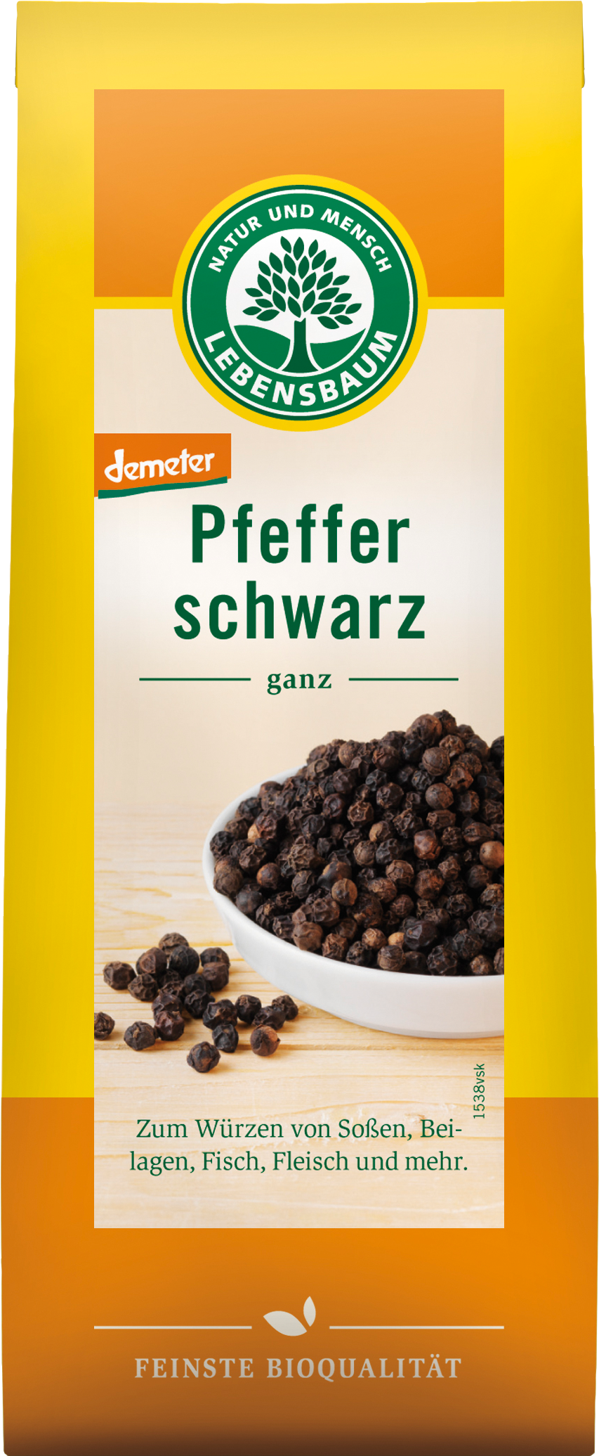 Lebensbaum Pfeffer schwarz ganz 50g Packung