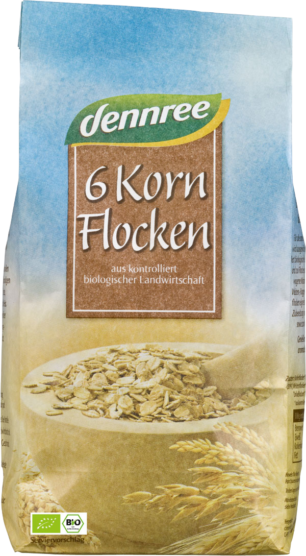 Dennree 6-Kornflocken 500g Packung