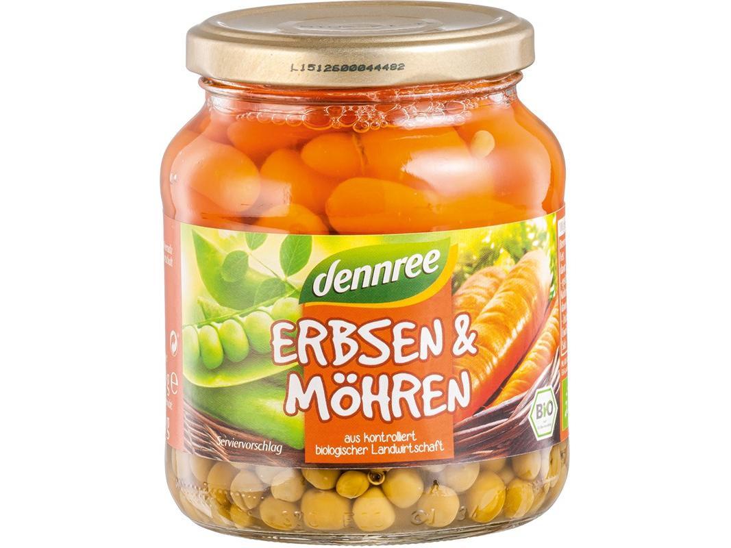 Dennree Erbsen & Möhren 350g Glas