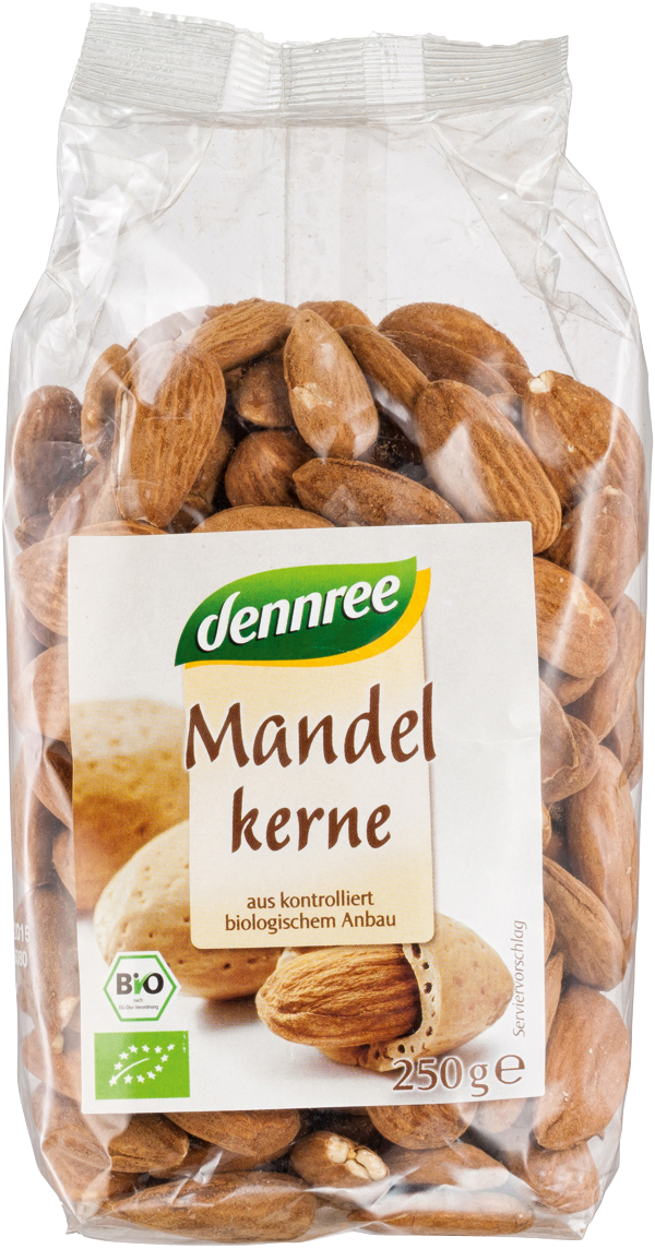 Dennree Europäische Mandelkerne 250g Packung