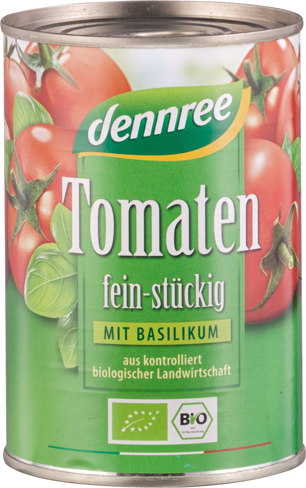 Dennree Tomaten stückig mit Basilikum 400g Dose