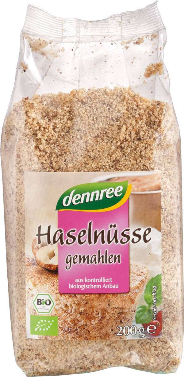 Dennree Haselnusskerne gemahlen & geröstet 200g Packung