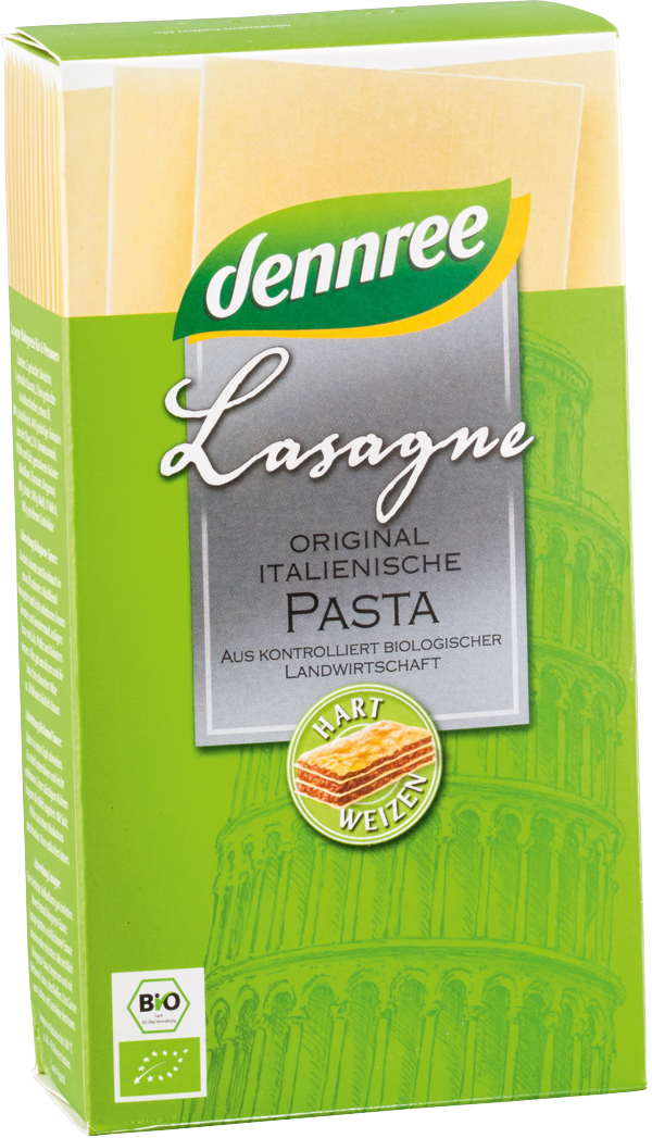 Dennree Hartweizen-Lasagneplatten hell 250g Packung