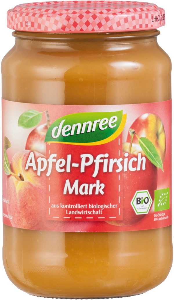 Dennree Apfel-Pfirsichmark 360g Glas