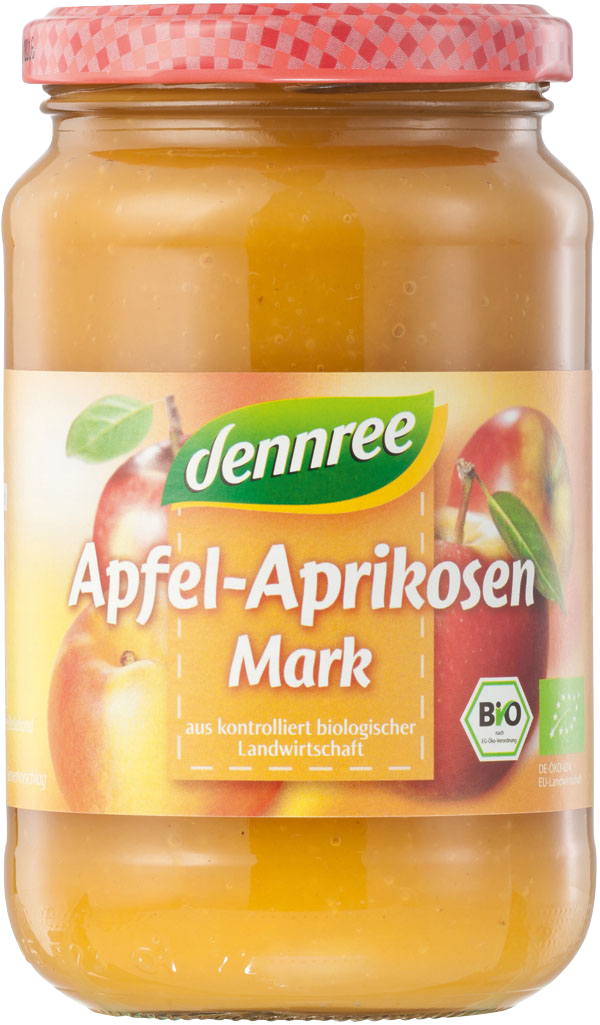Dennree Apfel-Aprikosenmark 360g Glas