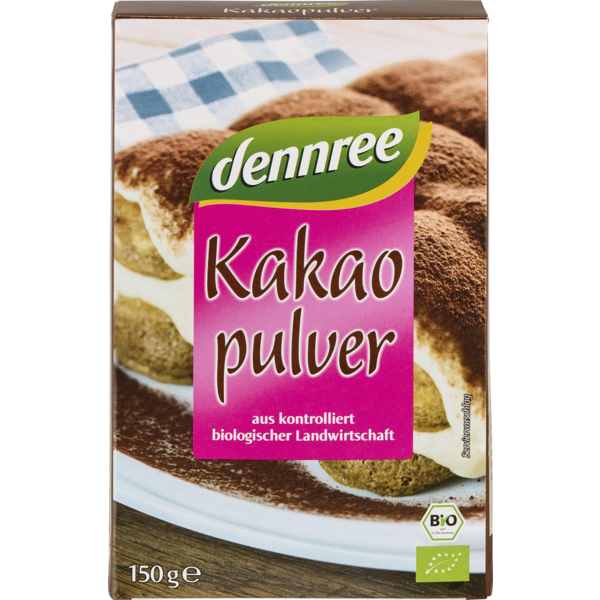 Dennree Kakaopulver, schwach entölt 150g Packung