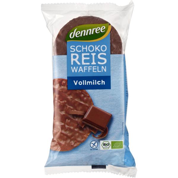 Dennree Schoko-Reiswaffeln Vollmilch 100g Packung