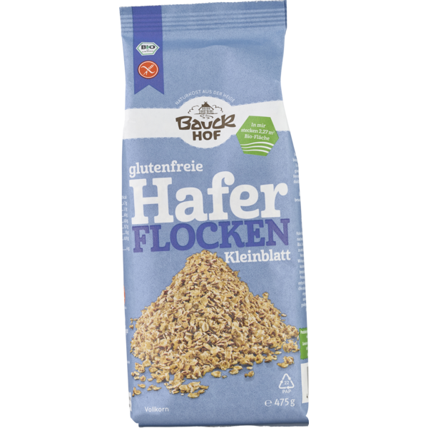 Bauckhof Haferflocken Kleinblatt GLUTENFREI 475g Packung