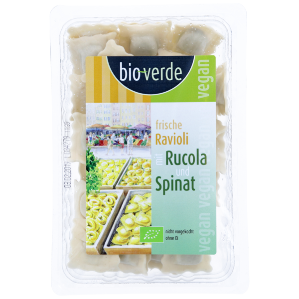 Bio Verde Ravioli mit Rucola-Spinat-Füllung 250g Packung