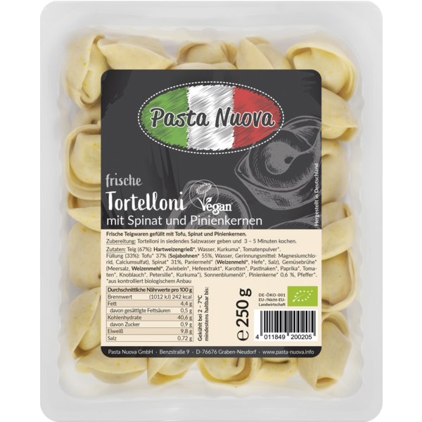 Pasta Nuova Tortelloni Spinat-Pinienkerne 250g Packung