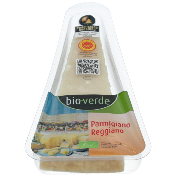 Bio Verde Parmigiano Reggiano italiänischer Hartkäse 125g Packung