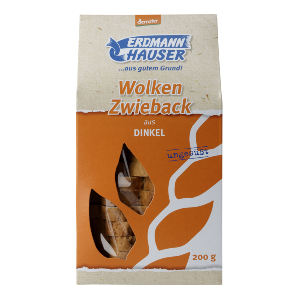 Ermannhauser Dinkel Zwieback in Wolkenform 200g Packung