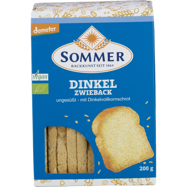 Sommer & Co. Dinkel Zwieback ungesüßt 200g Packung