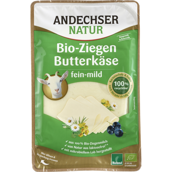 Andechser Ziegenbutterkäse in Scheiben 100g Packung