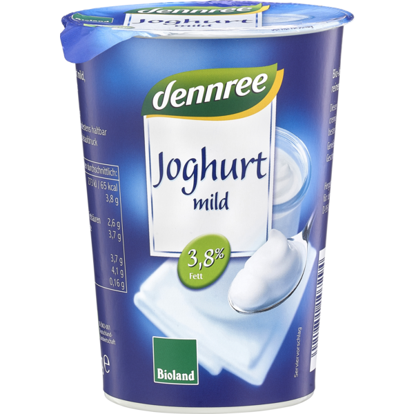 Dennree Naturjoghurt mild 3,8%, 500g Becher