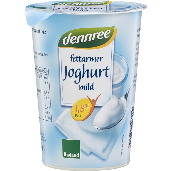 Dennree Fettarmer Naturjoghurt mild cremig 1,7%, 500g Becher