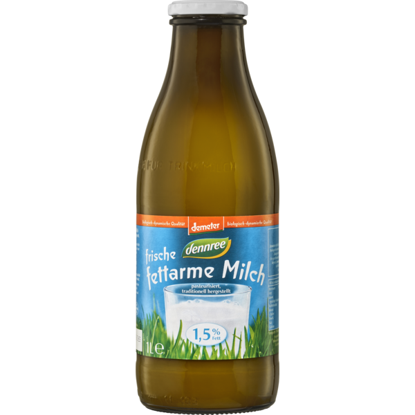 dennree fettarme Milch 1,5% 1l Pfandflasche