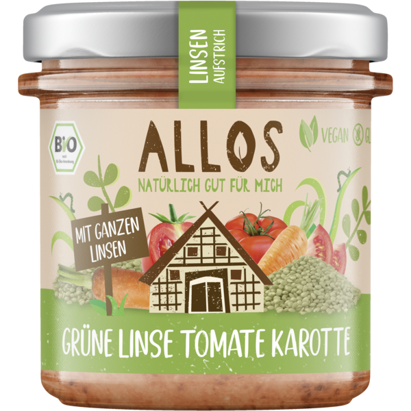 Allos Linsen-Aufstrich Grüne Linse Tomate Karotte