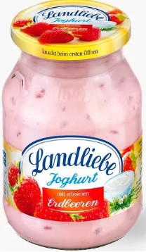 Landliebe Joghurt im 500g Glas mit erlesenen Erdbeeren