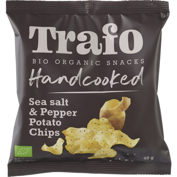 Trafo Handcooked Chips  Seasalt & Black Pepper 40g Packung