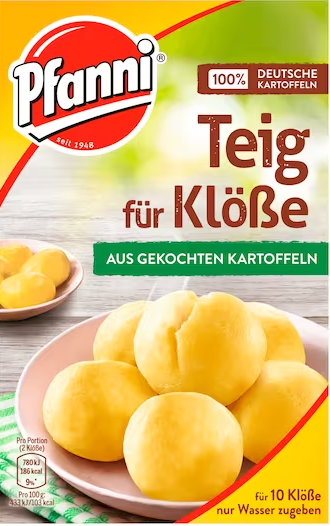 Pfanni Teig für Feine Klöße aus gekochten Kartoffeln für 10 Klöße