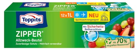 Toppits Zipper Allzweck-Beutel 1l, 12 Stück