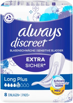 Always Discreet bei Blasenschwäche long plus 8 Stück