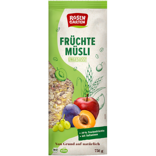 Rosengarten Früchte-Müsli 750g Packung