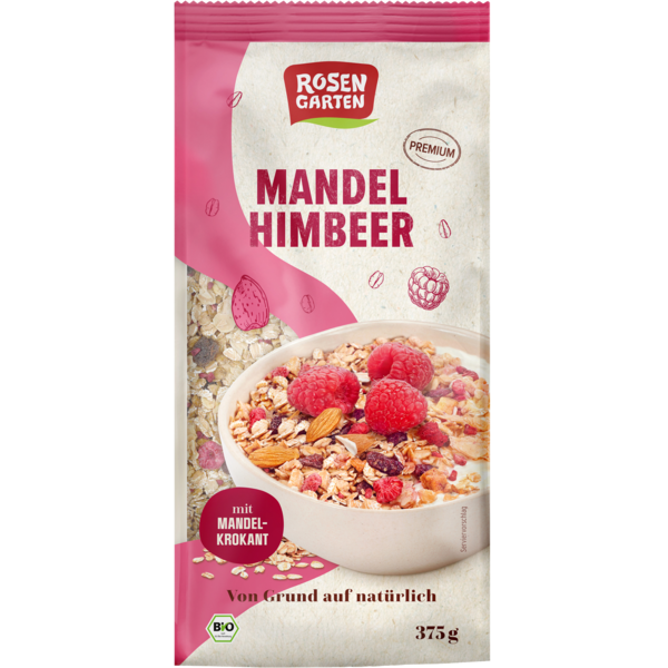 Rosengarten Mandel-Himbeer-Krokant Müsli 375g Packung