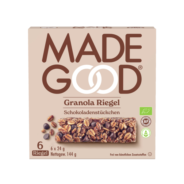 MadeGood Granola Riegel mit Schokoladen
