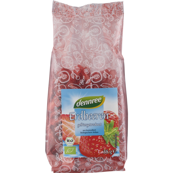 Dennree Erdbeeren gefriergetrocknet 35g Packung