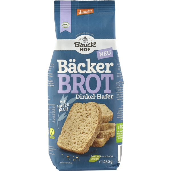 Bauckhof Bäcker Brot Dinkel-Hafer, 450 g Packung