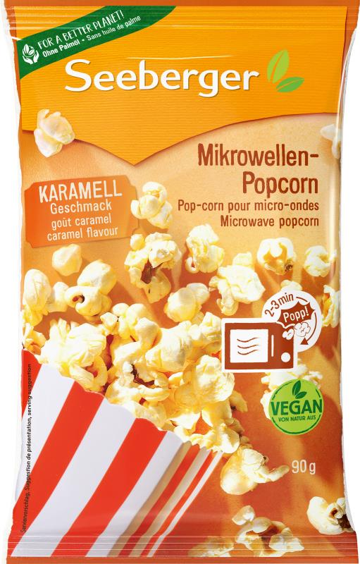 Seeberger Mikrowellen Popcorn Karamell 90g Packung