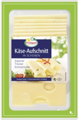 Frischpack Käseaufschnitt in Scheiben, Edamer, Tilsiter, Emmentaler