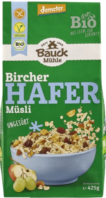 Bauckhof Hafer Müsli Bircher ungesüßt glutenfrei