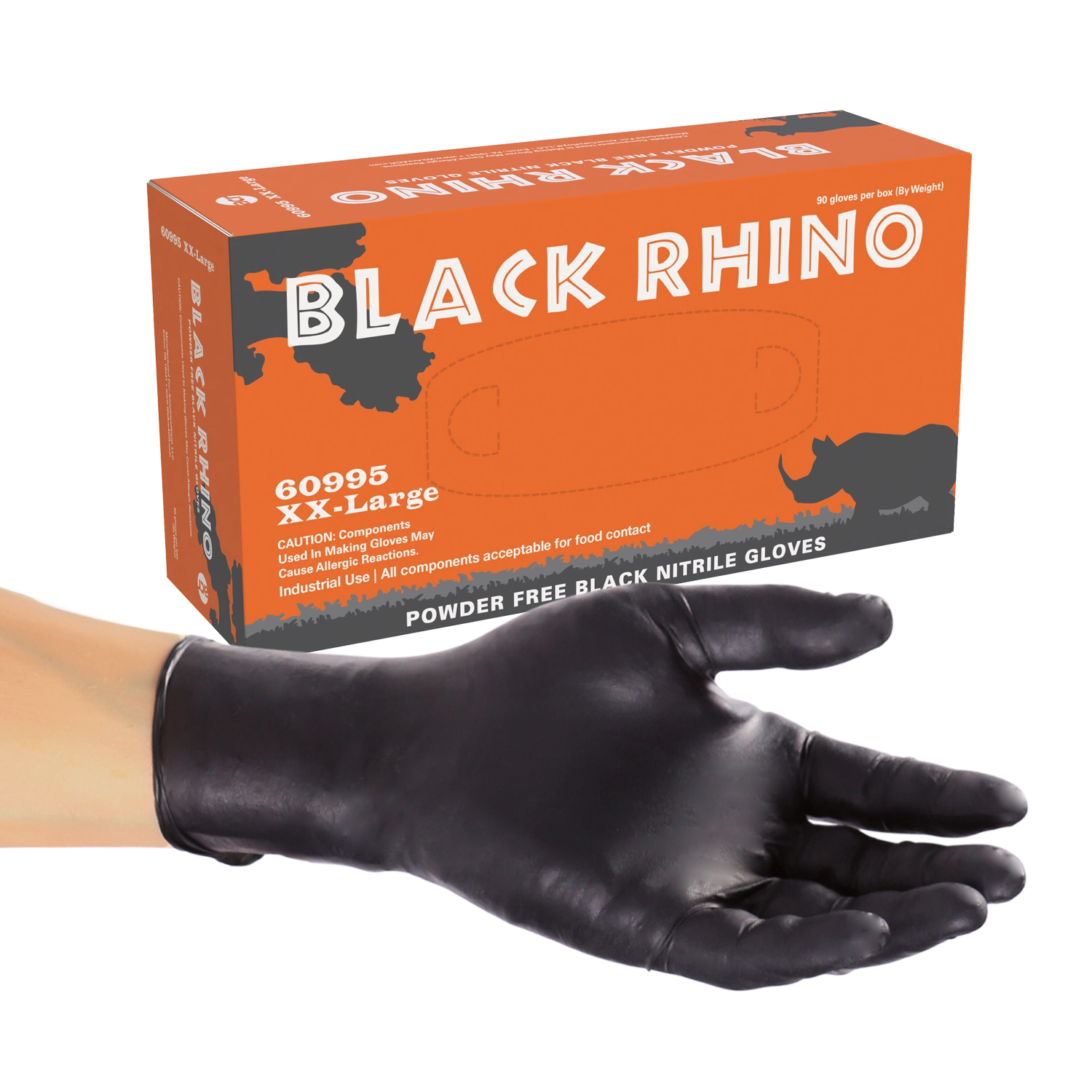 Small Black Powder-Free Rhino Nitrile Gloves | ACR