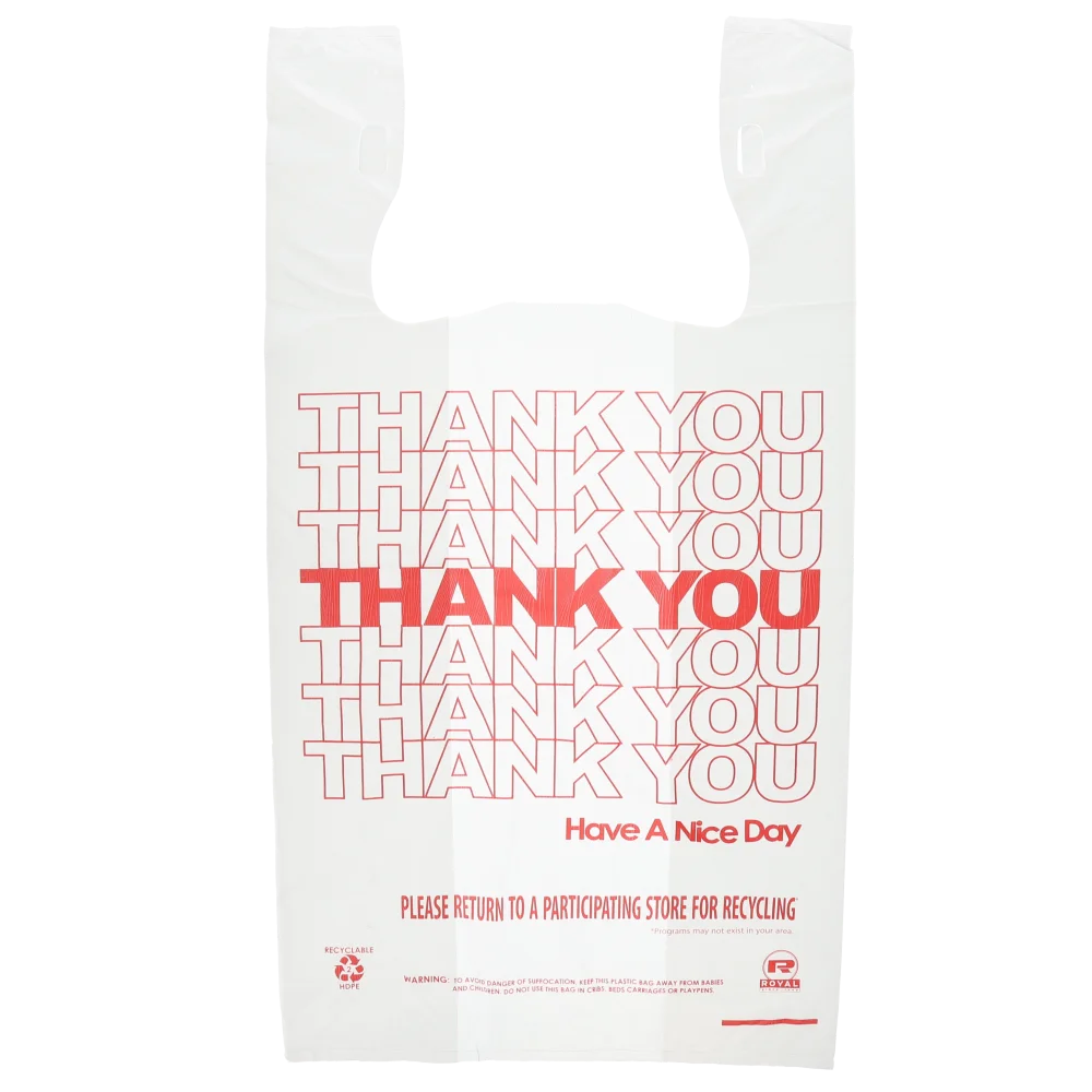 Wholesale USE ITEM # PP16TY - 1/6 Thank You T-Shirt Bag 14 Mic Thick 11.5x6.5x22 - GLW
