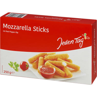 Jeden Tag Mozzarellasticks mit Red Pepper Dip