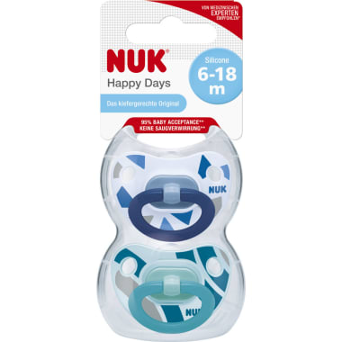 NUK Silikon-Beruhigungssauger Happy Days Gr. 2 2er-Packung